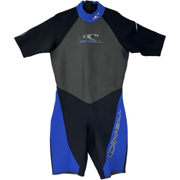 NWT VTG O'Neill Men's Reactor Shorty Short Sleeve Surfing Wetsuit Black/Blue XXL - Picture 1 of 16